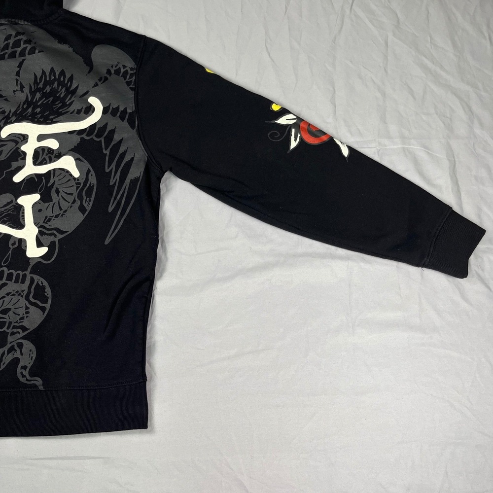 Ed Hardy Mens Tiger Love Kills Slowly Y2K Black Graphic Hoodie EHM1300-52 Medium - Picture 8 of 14